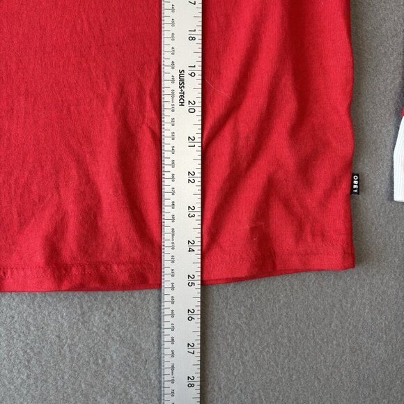 OBEY Worldwide Structure Men's Size M Polo Shirt Rugby Red White Striped Y2K VTG - Picture 3 of 14